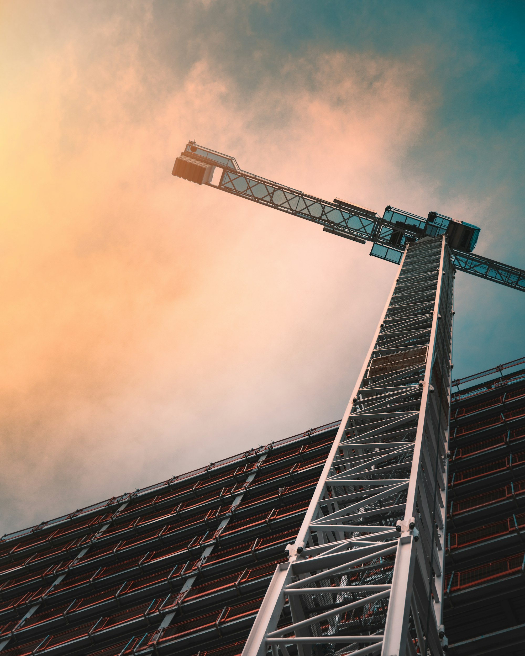 Tower crane seen from below